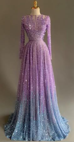 Blue Fairytale Dress, Aesthetic Frocks, Purple Blue Dress, Beautiful Gown Designs, Dress Engagement, Fancy Frocks, Fashion Top Outfits