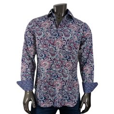 Robert Graham Hampshire Classic Fit Men Shirt ( Long Sleeves) With Complementary Matching Inner Cuffs 98% Cotton & 2% Spandex Available In: M, Xl Traditional Fit Cotton Tops For Spring, Spring Cotton Tops With Traditional Fit, Custom Fit Long Sleeve Cotton Shirt, Custom Fit Cotton Long Sleeve Shirt, Traditional Fit Long Sleeve Shirt For Spring, Traditional Fit Long Sleeve Cotton Top, Traditional Fit Cotton Long Sleeve Tops, Casual Long Sleeve Shirt In Traditional Fit, Floral Long Sleeve Shirt