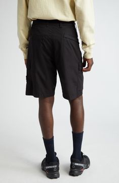 The label's signature compass patch brings adventure-ready appeal to stretch-cotton shorts equipped with plenty of handy pockets for essentials. 9" inseam; 20" leg opening; 12" front rise; 14" back rise (size 30) Zip fly with button closure Side-seam pockets; back welt pocket; cargo flap-patch pockets 97% cotton, 3% elastane Machine wash, line dry Imported Designer Clothing Outdoor Relaxed Fit Cargo Pants With Built-in Shorts, Techwear Cargo Shorts With Pockets For Hiking, Outdoor Bermuda Cargo Shorts With Built-in Shorts, Black Cargo Pants With Built-in Shorts For Outdoor, Sporty Bermuda Cargo Shorts, Bermuda Cargo Shorts With Built-in Shorts For Outdoor, Techwear Hiking Cargo Shorts With Side Pockets, Relaxed Fit Cargo Shorts For Hiking, Hiking Techwear Shorts With Multiple Pockets