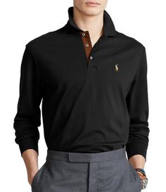 From Polo Ralph Lauren&#x2C; this shirt features:ribbed polo collarlong sleeves with ribbed cuffsthree-button placketmulticolored signature embroidered Pony at the left chestfaux-suede facingeven vented hemcottonmachine washImported. Steal Her Style, Long Sleeve Polo Shirt, Long Sleeve Polo, Dillard's, Her Style, Quarter Zip, Polo Ralph, Polo Ralph Lauren, Polo Shirt