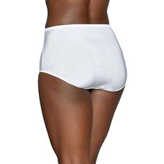 Vanity Fair Illumination Brief Panty 3-Pack The Vanity Fair Illumination Brief offers supreme stretch for ultimate comfort. Satin trim adds an elegant touch at both the legs and waist. This panty has full rear coverage to ensure that the garment will stay in place and not ride up. This Brief silhouette sits at the belly button and leg openings follow the natural crease of the leg.       Body (Solid): 95% Nylon/5% Spandex      Body (Print): 88% Polyester/ 12% Spandex      Lining (Gusset): 100% Co Elegant White Full Coverage Bottoms, Elegant Full-length White Bottoms, Classic White Brief Bottoms, Elegant High-cut Leg Bottoms In Solid Color, Classic White Full Coverage Bottoms, Classic Stretch Bottoms With Contoured Waistband, White Smoothing Full Coverage Bottoms, White Bottoms With Elastic Waistband And High-cut Leg, Classic White Stretch Bottoms