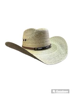 "ONE MEXICAN PALM COWBOY HAT 16.5\" APROX WHOLE  DIAMETER  8\" HEAD CIRCUNFERENCE  100% Palm Leaf HANDMADE  ARTESANAL  COWBOY Hat Style  Handmade by artisans in GUANAJUATO  Mexico  Made from Palm leafs. These hats are individually hand crafted by artisans  Great for Everyday Use Inner Elastic Band to help with the one size fits most Handmade" Western Flat Bill Hat For Beach, Western Sun Hat With Flat Bill For Vacation, Western Style Flat Bill Sun Hat For Vacation, Western Style Straw Hat For The Beach, Summer Straw Hat With Flat Bill For Rodeo, Flat Bill Sun Hat For Summer Rodeo, Western Style Summer Hat With Flat Bill, Country Style Panama Hat With Flat Bill For Ranch, Western Style Flat Bill Summer Hat