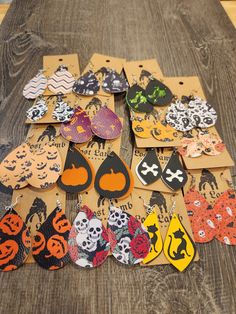 Pair of made to order Halloween themed faux leather earrings. Different colors/ designs. Each one will be similar, but not exactly the same as shown. On the double layered options, they will come in loose layers (to give you future options), but if requested, I can glue them together for a better, permanent jewelry. Unique Faux Leather Earrings, Faux Leather Earrings With Charms, Faux Leather Halloween Earrings, Wood And Faux Leather Earrings, Western Faux Leather Earrings, Zippo Lighter Case, Permanent Jewelry, Faux Leather Earrings, Earrings Halloween