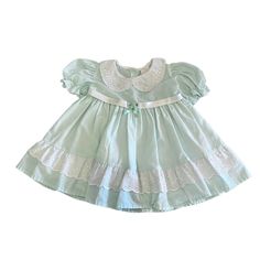 "Size: 6-9 Months Decade: 1980's Origin: Made in UK Condition: Excellent Materials: cotton and polyester, lined bodice * Shoulders: 8\" - 20cm * Bust: 10.5\" - 27cm * Length: 16\" - 40.5cm"