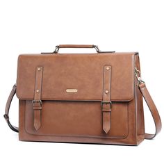 Materials: 
   Genuine Cowhide Leather  Internal coffee cloth lining  Magnetic closure   Dimensions: 
   L:16.7" x D:4.9 x H:12.2", suitable for laptops up to 15.6 inches.  Top handles: 1.57"; Shoulder strap: 18" - 22".  Weight: 3.74 lb(1.7kg).   Incredibly spacious and practical-for times when a smaller briefcases just doesn't cut it, our women's premium leather briefcases is the one to choose. 
Carry the brief case/messenger bag by the top handle or on the shoulder with the comfortable fully d Brief Case Women's, Briefcase Aesthetic, Leather Travel Backpack, Brief Case, Vegan Leather Backpack, Graduate Degree, Briefcase Women, Shoulder Bags For School, Laptop Messenger Bags