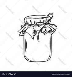 hand drawn jar with honey on white background