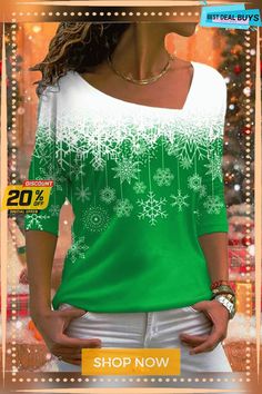 Casual Christmas T-shirt Green Festive Top For Winter, Green Festive Tops For Winter, Festive Green Tops For Winter, Green Letter Print Tops For Winter, White Graphic Tee For Holidays, Casual Letter Print Tops For Festive Occasions, Holiday Green T-shirt With Letter Print, Festive Long Sleeve White T-shirt, White Graphic Print Top For Holiday