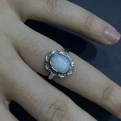 Made Of 14kt Gold, Real Opal Stone In The Center, Very Old Style, Vintage Ring!! Only One Available Heirloom White Gold Opal Gemstone Ring, Handmade Opal Ring For Formal Occasions, Handmade Opal Ring For Formal Events, Handmade Fine Jewelry Opal Ring For Formal Occasions, Classic Handmade Round Opal Ring, Handmade Classic Opal Ring, Classic Silver Opal Ring With Multi-stone, Oval Multi-stone Opal Ring In Sterling Silver, Hallmarked Round Cut Opal Ring For Anniversary