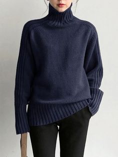 Uoozee Pullover Mode, Future Style, Stripe Outfits, Solid Sweaters, Winter Pullover, Warm Sweater, Estilo Chic, Warm Sweaters, Loose Sweater