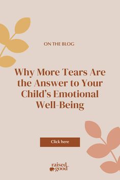 Discover how encouraging tears can unlock your child's emotional well-being. Brave the absence of safety and help your child move past feeling emotionally stuck. Embark on a journey towards emotional maturity, experiencing all emotions with unconditional love and acceptance. Click the link to learn more on our blog...♡ Emotional Maturity