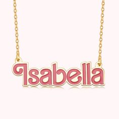 [JEWELLERY FOR THE PINK FAN]: Bring the fun from the big screen to your everyday look with this chain necklace! Show your fashion style and get ready for the adventure!
[PERSONALIZATION NECKLACE]:  Elevate your style with this exquisite necklace. Made from premium material, and can be customized with your name. It is suitable for women and is available in two text colors to match a variety of outfits.
[TRENDY ACCESSORIES ]: Designed in the fashion style, the necklaces are vibrant and trendy, out Red Personalized Trendy Necklace, Trendy Personalized Necklace For Birthday, Pink Name Necklace For Valentine's Day Gift, Trendy Personalized Charm Necklaces For Birthday, Trendy Personalized Charm Necklace For Birthday, Personalized Pink Charm Necklace As Gift, Customizable Pink Necklace For Birthday Gift, Personalized Pink Necklace For Birthday Gift, Trendy Customized Necklace For Birthday