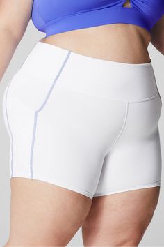 Oasis PureLuxe High-Waisted 6'' Short Fabletics white female Activewear >> Womens >> Bottoms >> Shorts PureLuxe plus Training/Yoga and Studio 4-Way Stretch/Chafe-Resistant/External Pockets/Moisture-Wicking/UPF Protection Buttery-soft pocket style in PureLuxe Female Activewear, Yoga Training, Lightweight Shorts, Bottoms Shorts, Classic White, Active Wear For Women, Fabric Care, Moisture Wicking, Oasis