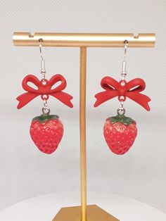 These yummy strawberry Earrings  are so sweet. Made with resin , and silvertone materials.  Be sure to check out my other items too Red Resin Novelty Earrings, Fun Style Red Resin Earrings, Fun Red Resin Earrings, Sweet Red Earrings For Gift, Cute Fruit Design Drop Earrings, Cute Dangle Earrings With Fruit Design, Cute Red Earrings With Fruit Design, Cute Strawberry Print Earrings For Gifts, Cute Fruit Design Earrings For Gift