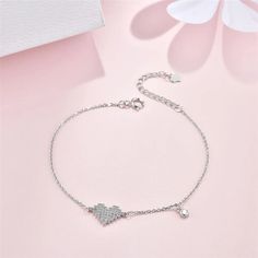 Silver Heart Bracelet – Pastel Kitten Trendy Silver Heart Beads Bracelet, Elegant Beaded Bracelet With Heart Charm For Valentine's Day, Trendy Heart-shaped Bracelet For Gift, Elegant Heart Shaped Crystal Bracelet, Gift Crystal Bracelet With Heart Charm, Valentine's Day Beaded Bracelets With Heart Charm, Elegant Heart-shaped Crystal Bracelet For Valentine's Day, Elegant Charm Bracelet With Heart Beads, Trendy Heart-shaped Gift Bracelets