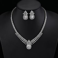 47472129245417 Elegant Cubic Zirconia Bridal Sets, Elegant Bridal Sets With Sparkling Cubic Zirconia, Elegant White Gold Cubic Zirconia Bridal Set, Exquisite Jewelry Sets With Diamond Accents And Cubic Zirconia, Classic Cubic Zirconia Jewelry Sets For Anniversary, Elegant Cubic Zirconia Bridal Sets For Formal Occasions, Elegant White Gold Teardrop Jewelry Sets, Formal Cubic Zirconia Bridal Sets With Elegant Design, Elegant Diamond White Cubic Zirconia Bridal Necklace