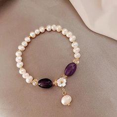 Freshwater Pearl & Stone Bracelet freeshipping - Deegnt Luxury Pearl Bracelets With Natural Stones, Luxury Elegant Handmade Bracelet, Yin En Yang, Pearl Gifts, Geometric Bracelet, Pearl Stone, Freshwater Pearl Bracelet, Classy Jewelry, Fun Christmas