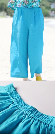 Blue Linen Summer Autumn Women Casual Pants with Pockets Casual Flax-colored Pants For The Beach, Women Linen Pants, Spring Pants, Pants Linen, Cotton Linen Pants, Fall Pants, Linen Summer, Organic Colors, Pants Loose