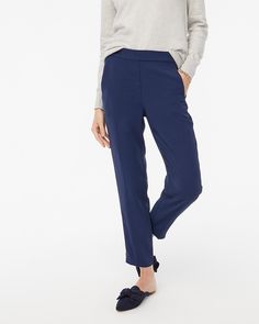 Tall Jamie Pant With Elastic Waist Romantic Classic, Pant Women, Ankle Dress Pants, Cuffed Pants, Teacher Outfits, Jcrew Women, Navy Pants, J Crew Factory, Drawstring Pants