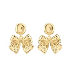 PRICES MAY VARY. [Gold Bow Earrings] These gold bow earrings are exquisitely crafted to express elegance and nobility. The cute bow design has smooth lines, lovely and romantic; The gold earring is unique in shape, comfortable to wear, showing a unique personality. [High Quality] Made of 18K gold material, delicate texture, the cute bow dangle earrings are hypoallergenic and prevent ear infections. These gold ribbon earrings are 100% free from BPA, lead, nickel, and cadmium. [Suitable Size] The bow earrings for women are 1.22in wide and 1.6in high, making them comfortable to wear. After many wear tests and improvements, this size is suitable for most women. Antique gold bow earrings make your look even prettier. [Gift Idea] Handcrafted bow stud earrings are delicate jewelry for women. The Cute Earrings Studs, Bow Earring, Ribbon Earrings, Earrings For Sensitive Ears, Ear Infections, Vintage Ribbon, Gold Ribbon, Bow Earrings, Gold Ribbons