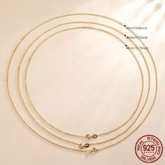 This 925 Sterling Silver necklace chain is perfect for any occasion. With its plain silver design, you can easily pair it with any of your favorite pendants. Plus, the lobster clasp ensures it stays secure all day. Choose from three colors: gold plated, rose gold plated, and platinum plated. Made of 925 Sterling Silver. Details Item Type: Fine Jewelry Necklaces Metal Type: Sterling Silver Chain Length: 40cm/45cm/50cm Silver Charm Necklaces With Gold Chain In Dainty Style, White Gold Plated Adjustable Chain Necklace, White Gold Necklace With Gold Chain In Sterling Silver, Dainty Necklace With Round Pendant And Gold Chain, Delicate Chain Gold-plated Necklace, Gold-plated Delicate Chain Necklace, Gold Chain Necklace Gift, Dainty Gold Chain Round Necklaces, Dainty Round Gold Chain Necklace