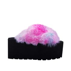 Rely on these platform sandals when you need an easy slip-on option every time you head outdoors. Taking you to new heights with the platform soles, these pink faux fur accent through out is the very definition of comfort meets chic! Vegan suede upper with man made sole. Faux fur accent through out. Slip-on styling Heel measures approx. 3.25" H Platform measures approx. 2.5"H Imported Thick Bottom Slip-on Sandals For Spring, Wedge Sandals With Thick Bottom And Round Toe, Casual Heels With Thick Bottom And Round Toe, Casual Leather Wedge Sandals With Thick Bottom, Trendy Textured Slip-on Platform Slippers, Casual Leather Heels With Thick Bottom, Thick Bottom Round Toe Sandals, Trendy Thick Bottom Sandals With Round Toe, Trendy Sandals With Thick Bottom And Round Toe