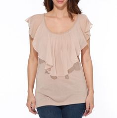 Chiffon Ruffle Top - Womens Tops for Under $11 - Events Best Kitchen Gadgets, Eyelet Sweater, Dressy Attire, Casual Luxe, Warm Weather Outfits, Authentic Jewelry, Chiffon Ruffle, Closet Fashion, Product Catalog