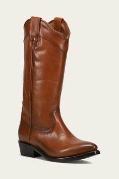 Billy Daisy Pull On Boot | The Frye Company Western Silhouette, Womens Tall Boots, The Frye Company, Modern Western, Leather Western Boots, Hand Tooled Leather, Chunky Block Heels, Leather Boots Women, Pull On Boots