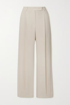 The 'Pure White' hue of Brunello Cucinelli's pants highlights how masterfully precise the tailoring is. Woven in Italy, they sit high on the waist and have sleek, straight legs with smart pleats. Wear yours with everything from blouses to slouchy knits. Boujee Office, Luxurious Outfits, Designer Bottoms, Woman In Suit, White Dress Pants, Trench Coats Women, Tracksuit Women, Casual Winter Outfits, Brand Ambassador