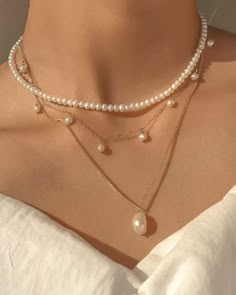 #pearls Chic White Choker Jewelry, Elegant Pearl Chain Layered Choker Necklace, Minimalist White Necklaces For Party, White Minimalist Necklace For Party, Minimalist White Necklace For Party, Elegant White Layered Choker Necklace, Chic Pearl Choker Jewelry, Minimalist Pearl Chain Choker, Minimalist Handmade Party Necklaces