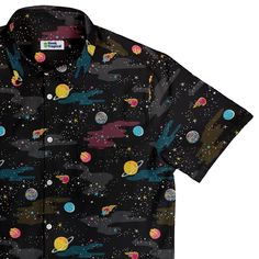 A Starry Galaxy Outer Space Button Up Shirt | Geek Tropical Spacecore Outfits, Soft Boy Aesthetic, Pattern Outfits, Space Outfit, Aesthetic Collection, Button Shirt Dress, Space Shirts, Lost In Space, Custom Buttons