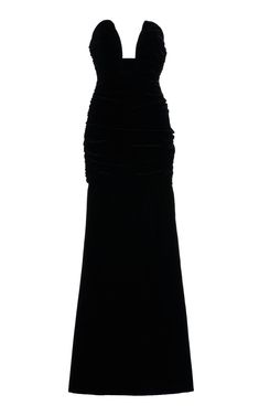 Wes Gordon, Velvet Maxi Dress, Velvet Gown, Velvet Maxi, Plunge Dress, Plunging Neck, Column Gown, Strapless Maxi, Strapless Maxi Dress