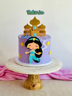 The cute blue princess cake topper features the beloved middle easter character in her iconic teal and yellow outfit, complete with flowing black hair and a tiara. She stands gracefully with a confident smile on her face, ready to add a touch of magic and royalty to any birthday cake or special occasion dessert. This beautifully detailed topper is perfect for fans of the princess and will make a stunning centerpiece for your party. Front piece will be based on a 5 inches tall cake. This listing Blue Princess Cake, Princess Cake Topper, Tall Cake, Tall Cakes, Personalized Cakes, Princess Castle, Princess Cake, Yellow Outfit, Personalized Cake Toppers