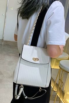 Beautiful Elegant White backpack purse convertible. This cute faux leather fashion bag is good for casual simple everyday wear White Large Capacity Crossbody Backpack, Large Capacity White Backpack, White Large Capacity Backpack Satchel, White Large Capacity Satchel Backpack, White Satchel Backpack With Adjustable Strap, Elegant Leather School Backpack With Detachable Strap, Elegant School Backpack With Detachable Strap, White Satchel With Detachable Strap For School, Elegant Backpack With Adjustable Strap For School