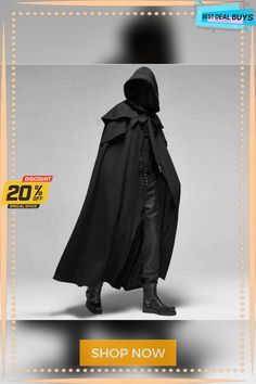 Halloween Party Gothic Men's Long Cloak Gothic Black Costume For Winter, Black Gothic Costume For Winter, Vintage Black Halloween Costume, Vintage Halloween Costumes For Themed Events, Black Costumes For Themed Winter Events, Black Winter Costume For Themed Events, Black Winter Costumes For Themed Events, Black Halloween Party Outerwear, Black Party Outerwear For Halloween