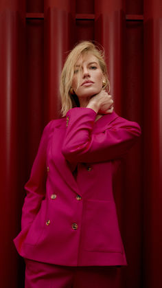 Our fan favorite silhouette in fuchsia—a must-have. Pink Business Blazer With Hidden Button Closure, Luxury Pink Blazer With Lapel Collar, Pink Business Blazer With Button Closure, Luxury Pink Blazer With Notch Lapel, Pink Luxury Business Blazer, Luxury Pink Business Blazer, Pink Workwear Blazer, Pink Luxury Blazer For Business, Luxury Pink Blazer For Business