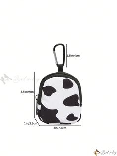 Bird in Bag - Fashionable Cow Print Coin Purse Mini Wallet Key Pouch Trendy Rectangular Pouch With Pockets, Trendy Wallet Pouch For Mobile Phone, Trendy White Coin Purse For Travel, Casual Wallet With Zipper Pouch, Trendy Travel Coin Purse With Phone Bag, Trendy Travel Coin Purse With Mobile Phone Bag, Trendy Mobile Phone Pouch, Casual Portable Bag For Personal Use, Cute Travel Phone Bag Pouch