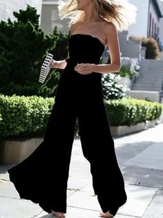 Women Sexy Solid Off Shoulder Party Jumpsuit Summer Sleeveless Backless Elegant Rompers Outfits Long Wide Leg Pants Overall Jumpsuit Fashion Elegant, Elegant Rompers, Slim Jumpsuit, Chiffon Jumpsuit, Strapless Jumpsuit, Romper Outfit, Jumpsuit Party, Fashion Elegant, Long Jumpsuits