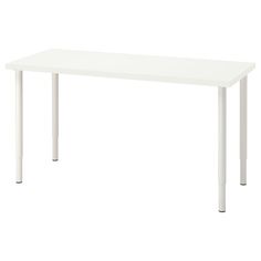 a white rectangular table with two legs on the bottom and one leg up against it