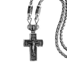 This stunning reflection of faith is what your collection has been missing. Crafted from sterling silver, this exquisite Orthodox cross necklace is the perfect way to honor your devotion. A gleaming reminder of faith and love, it will provide a timeless elegance for years to come. Size: 26"Metal: 925 Sterling SilverFinish: High PolishClosure: Lobster clasp 100% HANDMADE! Processing time 1-3 business days Sterling Silver Spiritual Cross Pendant Necklace, Spiritual Sterling Silver Cross Pendant Necklace, Luxury Engraved Cross Pendant Necklace, Luxury Engraved Cross Pendant Necklaces, Silver Cross Necklace With Sterling Clasp, Silver Cross Necklace With Sterling Silver Clasp, Elegant Cross Necklaces With Sterling Silver Clasp, Sterling Silver Crucifix Necklace In Spiritual Style, Sterling Silver Spiritual Crucifix Necklace