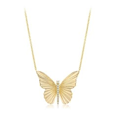 14k yellow gold Pendant measures 1"x1" 18" long adjustable length cable chain Signature gingko leaf charm at clasp 14k Yellow Gold Necklace With Butterfly Charm, Elegant Yellow Gold Butterfly Necklace With Adjustable Chain, Luxury Wishlist, Diamond Butterfly Necklace, Butterfly Jewellery, Diamond Butterfly, Butterfly Collection, Butterfly Jewelry, Leaf Charms