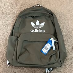 Brand New With Tags Adidas Green Backpack Cheap Green Standard Backpack, Adidas Green Backpack, Casual Adidas Standard Backpack, Green Bags For Back To School Streetwear, Trendy Adidas Backpack For Back To School, Trendy Adidas School Backpack, Adidas Casual Everyday Backpack, Casual Adidas Backpack For Everyday Use, Trendy Adidas Standard Backpack