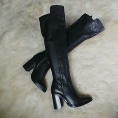 Gorgeous, Sexy Style Yet Still Sophisticated, Tall Leather Over The Knee Boots. Super Soft Leather, Made In Italy! New In Box! Sz 39.5 A Lot Of Likers...Just Gotta Pull The Trigger...You Won't Be Sorry! Technically, If I Put An Insole In These, They Will Fit Me, So I Can Keep If They Don't Sell! Fitted Leather Platform Boots For Night Out, Fitted Heeled Boots With Leather Lining And Block Heel, Fitted Block Heel Boots With Leather Lining, Fitted Leather-lined Heeled Boots With Block Heel, Fitted Leather Lined Block Heel Boots, Leather Platform Boots With Block Heel, High Heel Knee-high Boots With Leather Lining, Knee-high Heeled Boots With Stacked Heel For Night Out, Night Out Heeled Boots With Stacked Heel