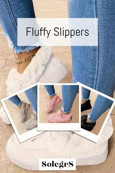 FREE RETURNS AND FREE SHIPPING Comfortable Slip-on Winter Booties, Trendy Non-slip Round Toe Slippers, Comfortable Fluffy Flat Slippers, Fluffy Slip-on Cozy Slippers, Cozy Fluffy Slip-on Slippers, Fluffy Slip-on Indoor Slippers, Fluffy Slip-on Slippers For Indoor Use, Comfortable Fluffy Slippers With Round Toe, Fluffy Comfortable Round Toe Slippers