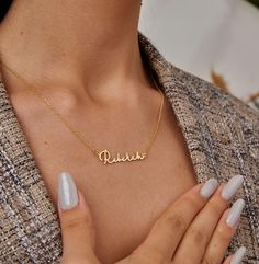 14K Solid Gold Name Necklace - Custom Name Jewelry ✨ Elevate your jewelry collection with our 14K Solid Gold Name Necklace, a luxurious and personalized piece crafted to perfection. Made from solid 14K gold, this necklace features a custom name or word of your choice, elegantly designed in a handwritten script. It's a timeless addition to any wardrobe, perfect for celebrating individuality and style. 🌟 Features: Material: Crafted from premium 14K solid gold, ensuring a radiant finish and long-l Customized Yellow Gold Jewelry As A Gift, Customized Yellow Gold Jewelry For Gift, Customized Yellow Gold Jewelry Gift, Customizable Formal Jewelry For Valentine's Day, Customizable Jewelry For Valentine's Day Formal Occasions, Personalized Jewelry For Christmas Gift, Custom Name Necklace For Valentine's Day Formal Event, Custom Name Necklace For Valentine's Day Formal, Customized Jewelry Christmas Gift