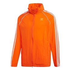 Adidas originals Zipper Athleisure Casual Sports Jacket Orange Yellow ED6084 (Men's) Technical Moisture-wicking Track Jacket For Streetwear, Sporty Track Jacket For Outdoor Sports Season, Adidas Moisture-wicking Track Jacket, Adidas Moisture-wicking Sportswear Track Jacket, Adidas Athleisure Track Jacket For Sports, Adidas Functional Track Jacket For Sports, Adidas Moisture-wicking Track Jacket For Streetwear, Sporty Track Jacket For Light Sports, Spring Streetwear Moisture-wicking Track Jacket