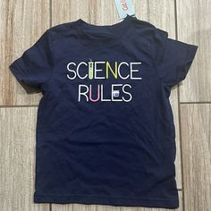 Cat & Jack Science Rules T-Shirt, Size Xs 4/5, Navy Blue Science Rules, Dino Shirt, Boy Cat, Unicorn Shirt, Cat Top, Cat And Jack, Grey Tee, Cat & Jack, Boys T Shirts