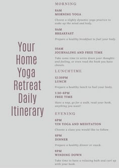 Home Yoga Retreat, Retreat Spiritual, Yoga Retreat Ideas, Yoga Schedule, Yoga Lifestyle Inspiration, Dynamic Yoga, Morning Yoga Routine, Yoga Inspo, Wellness Retreat