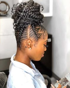 23 Braided Bun Hairstyles for Black Hair | StayGlam Bohemian Bun Black Women, Thick Cornrow Hairstyles, Cornrolls Hairstyles Braids For Women, Braided Bun For Black Women, Trendy We Fryzurach, Twisted Hair, Hairstyles For Black Hair, Feed In Braids