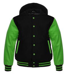 hoodie black green jackets Black Long Sleeve Varsity Jacket For School, Varsity Hooded Jacket For Winter Streetwear, Winter Varsity Hooded Jacket For Streetwear, Hip Hop Hooded Varsity Jacket For Fall, Fall Hip Hop Hooded Varsity Jacket, Black Varsity Hooded Jacket With Long Sleeves, Hooded Varsity Jacket For Fall Sports, Winter Sports Hooded Varsity Jacket, Black Hoodie With Contrast Color For Streetwear