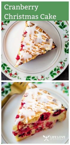 cranberry christmas cake with white icing on top